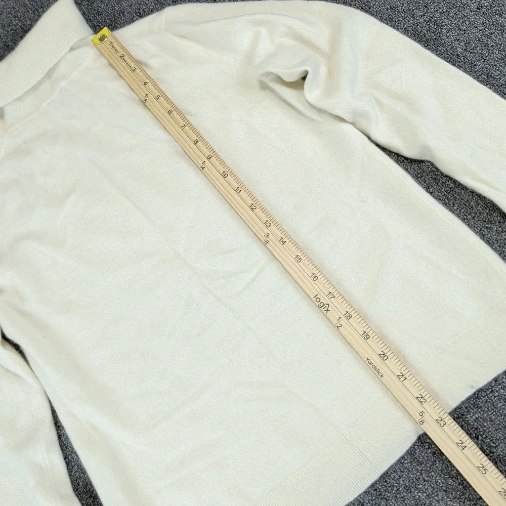 Talbots Classic Turtleneck Sweater Women Large Cream White 100% Pure Cashmere